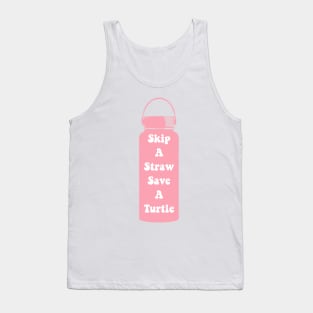 Skip a Straw Save A Turtle VSCO Girl Water Flask Sticker Shirt Gifts Pink Pastel Tank Top